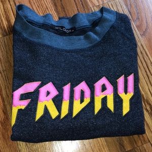 Navy Friday Cropped Wildfox Sweatshirt